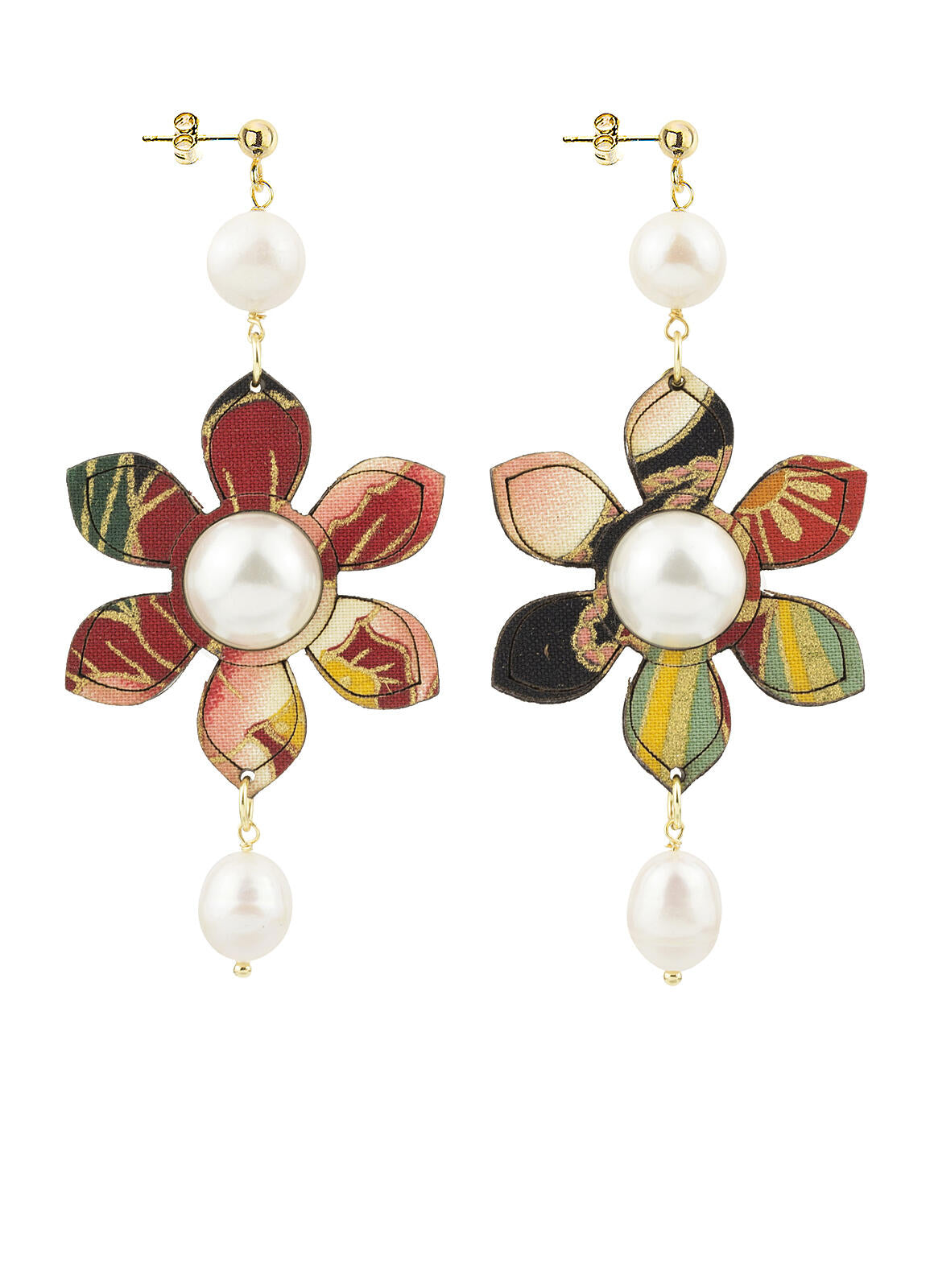 Orecchini Donna Lebole Ikebana Tessuto Fiore IK/02 VERDE PERLA